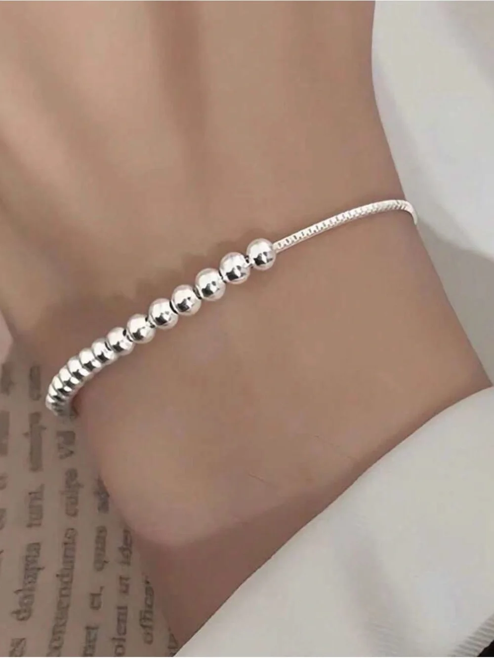 Sterling Silver 925 Adjustable Beaded Bracelet ✨